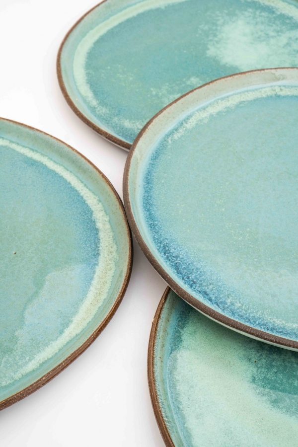 Set of 4 Plates - Green Glazed