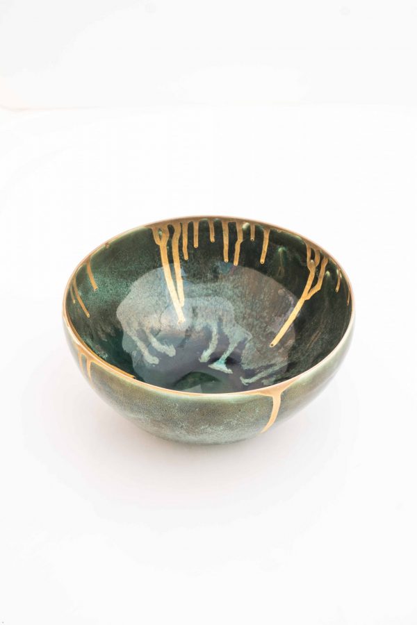 Ceramic Bowl - Dripping Gold