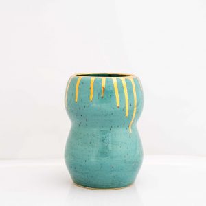Ceramic Vase - Gold+ Turquoise Glazed