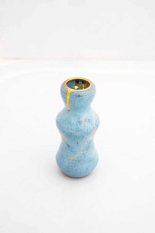 Ceramic Vase - Gold+ Green Glazed