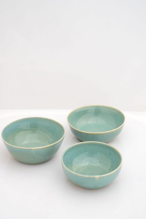 Set of 3 Bowls - Glazed Green