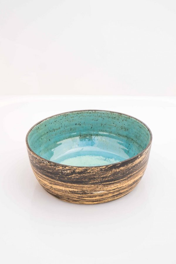 Marbled Bowl + Blue Glazed